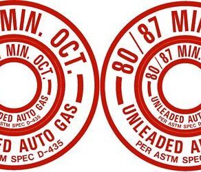 PAIR 80/87 Unleaded Auto Gas Fuel Placard