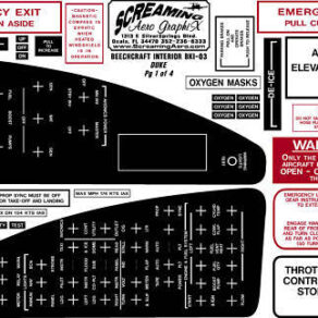 Beechcraft Duke Interior Placard Kit 4pg.