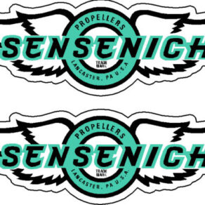 New Style Sensenich Prop Propeller Decal Black & Teal on White (PAIR)